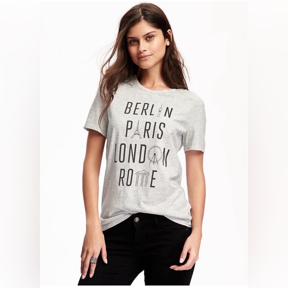 Old Navy Black Tee with City Graphics